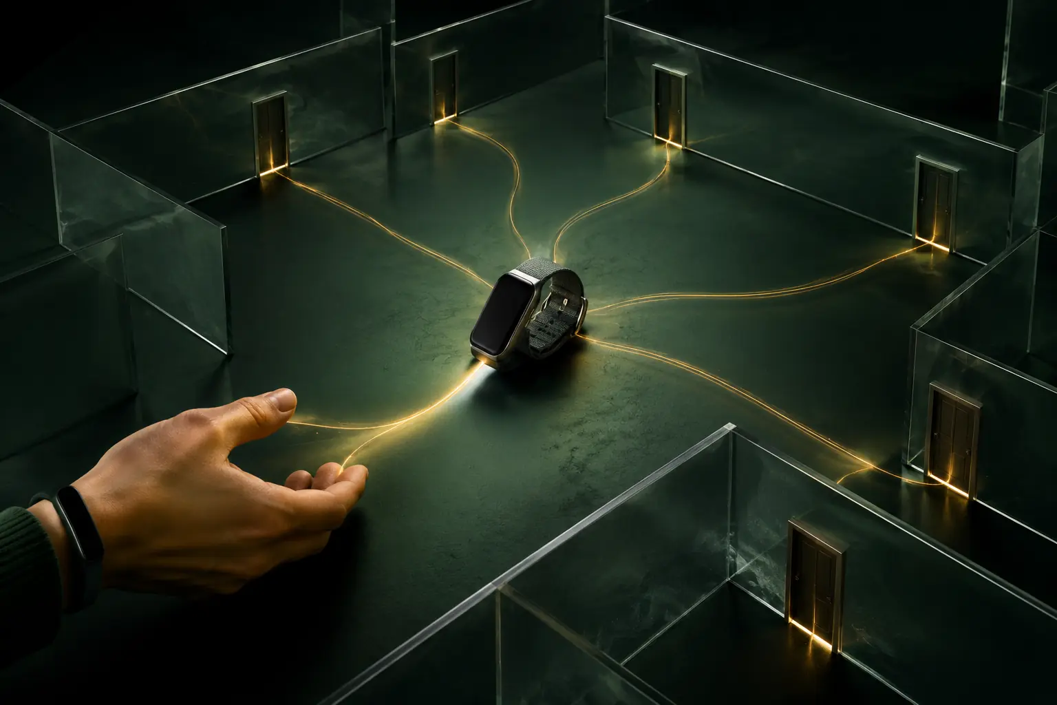 Wearable health device connected to several possible data destinations
