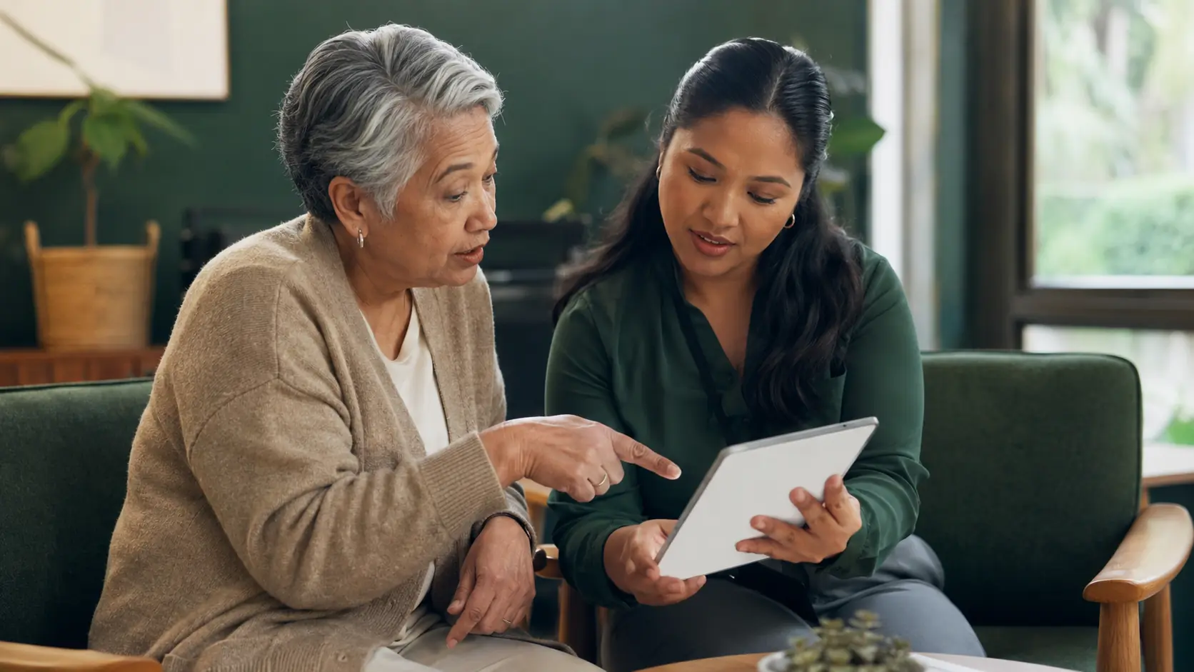 Patient and clinician reviewing digital health information together