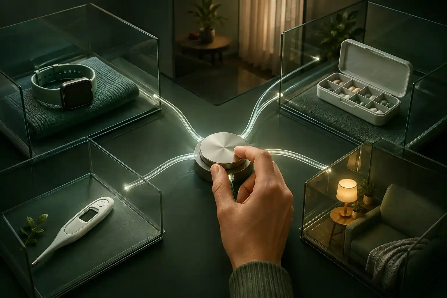 A patient protected within a network of connected care devices